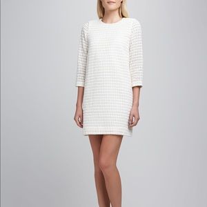 kate spade white ashby jewel-neck embroidered dot dress